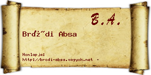 Bródi Absa névjegykártya
